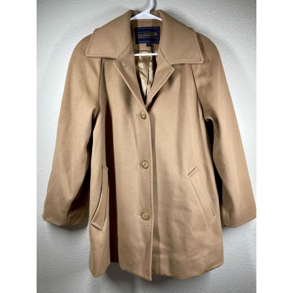 Pendleton 100% Wool Coat heavy Camel Women's 4P Vintage Made in USA Lined